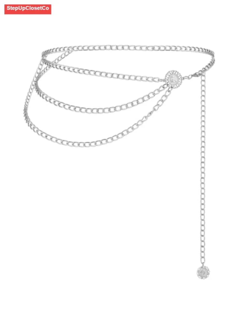 Multilayer Metal Waist Chain Belt, Adjustable Long Belt for Women